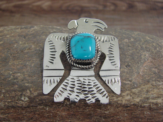 Native American Nickel Silver & Turquoise Parrot Pendant - Cleveland