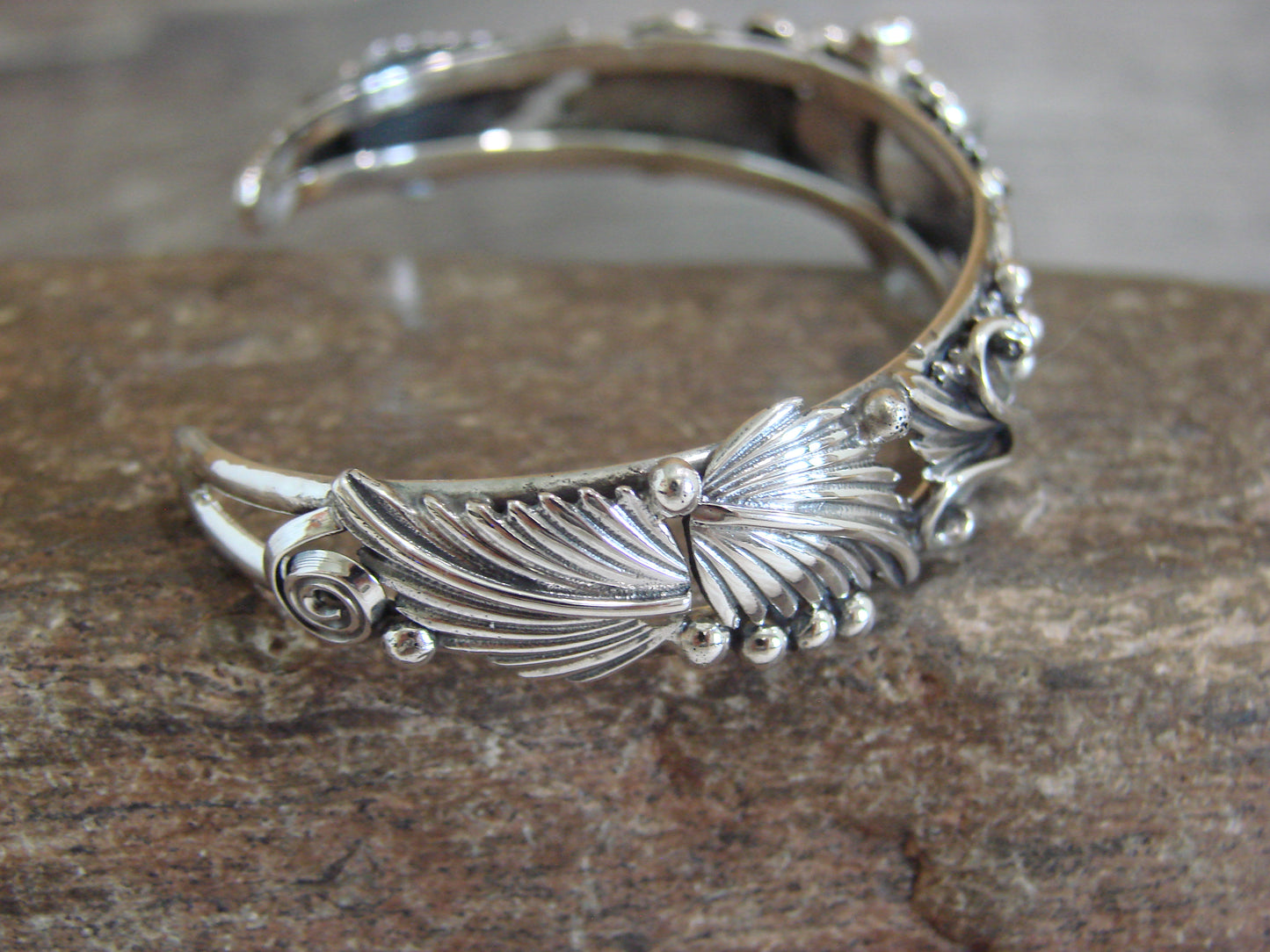 Native American Sterling Silver White Buffalo Turquoise Bracelet by Delgarito