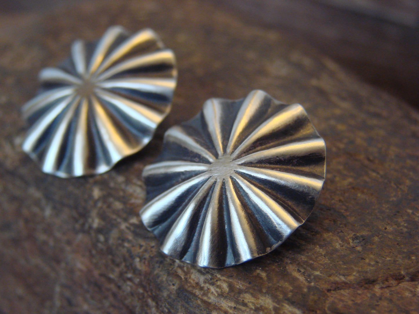 Native American Sterling Silver Concho Post Earrings by Soce