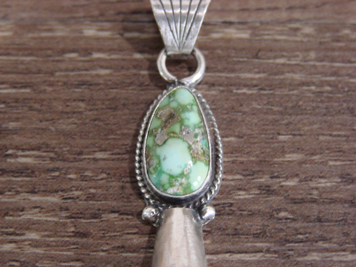 Native American Sterling Silver & Turquoise Squash Blossom Pendant by Betone