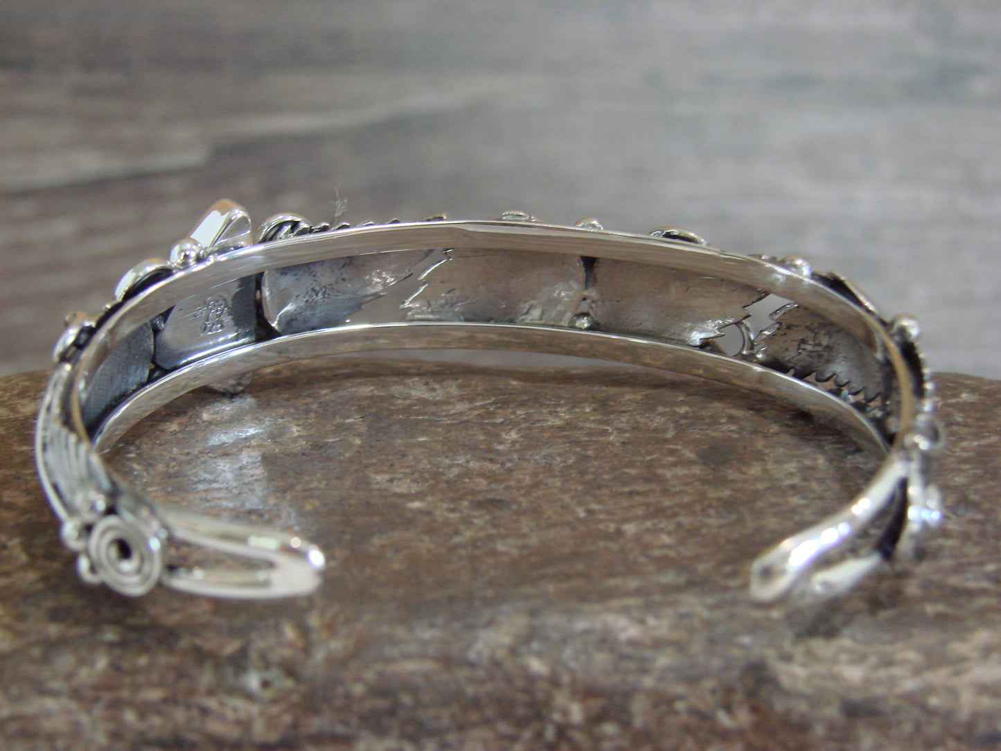 Native American Sterling Silver White Buffalo Turquoise Bracelet by Delgarito