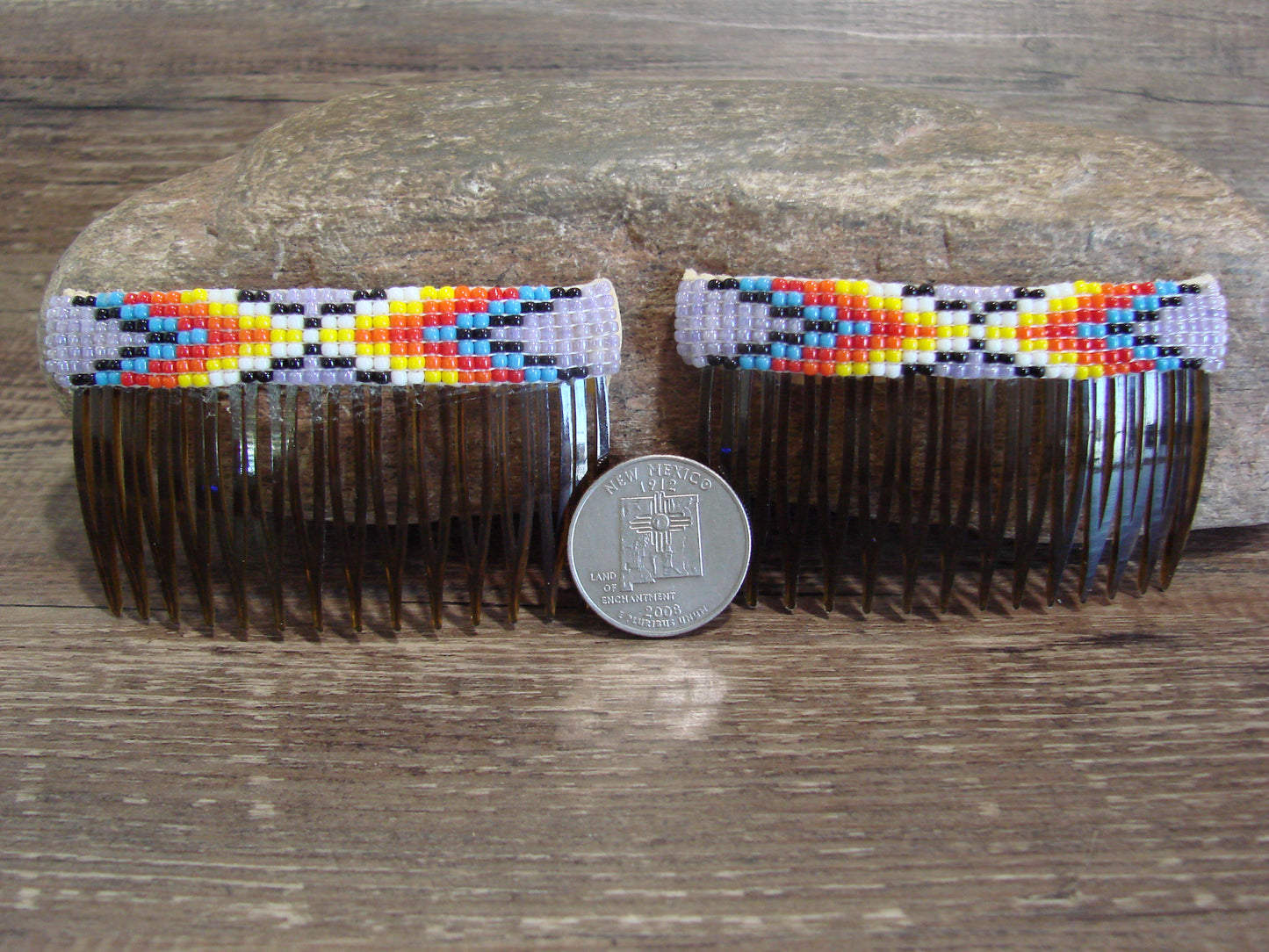 Native American Hand Beaded Hair Comb Set by Cleveland