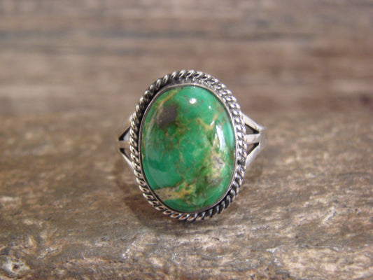 Native American Sterling Silver & Sonoran Turquoise Ring by Saunders - Size 9