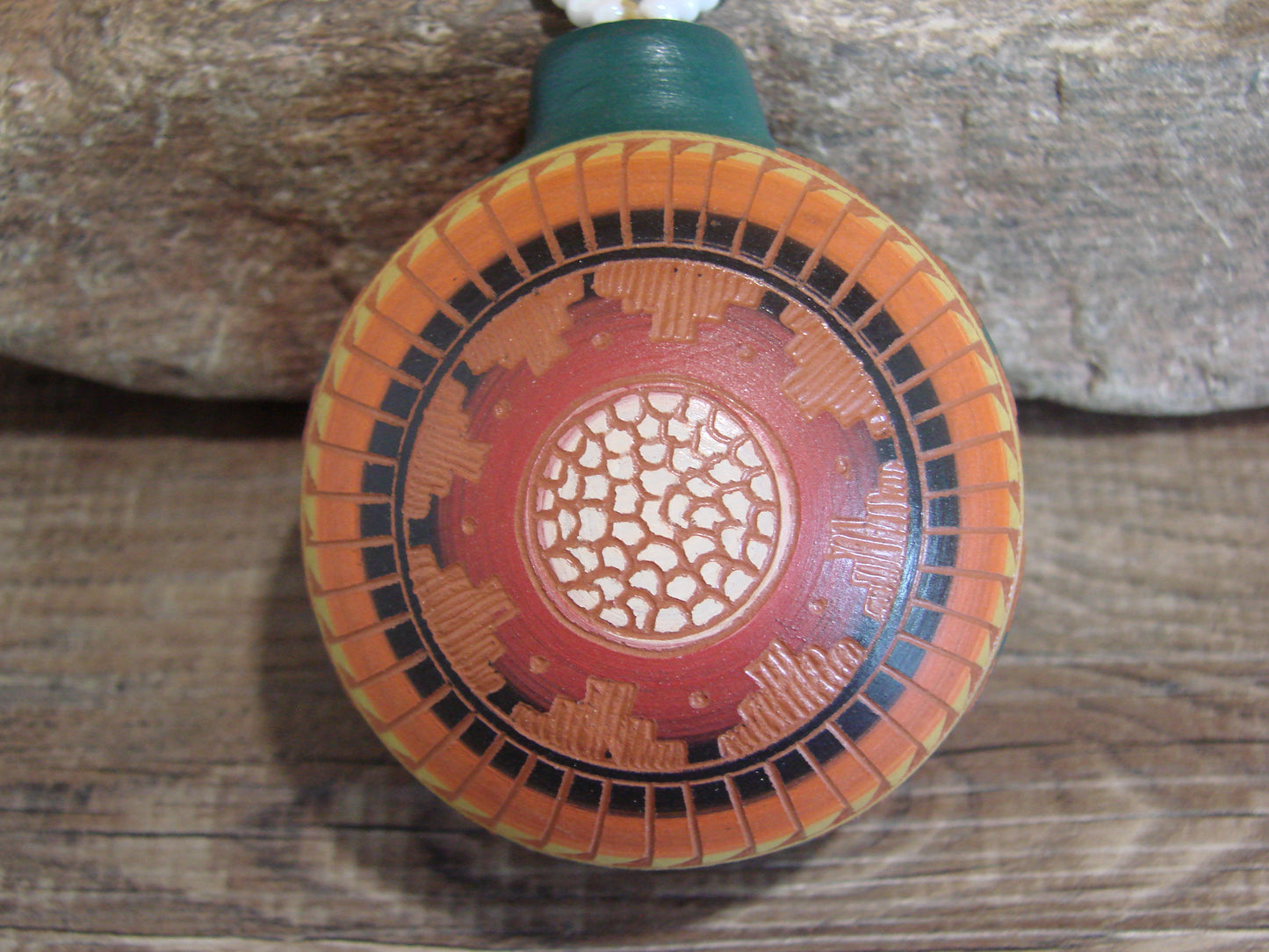 Native American Hand Etched Beaded Dream Catcher Ornament - Benally