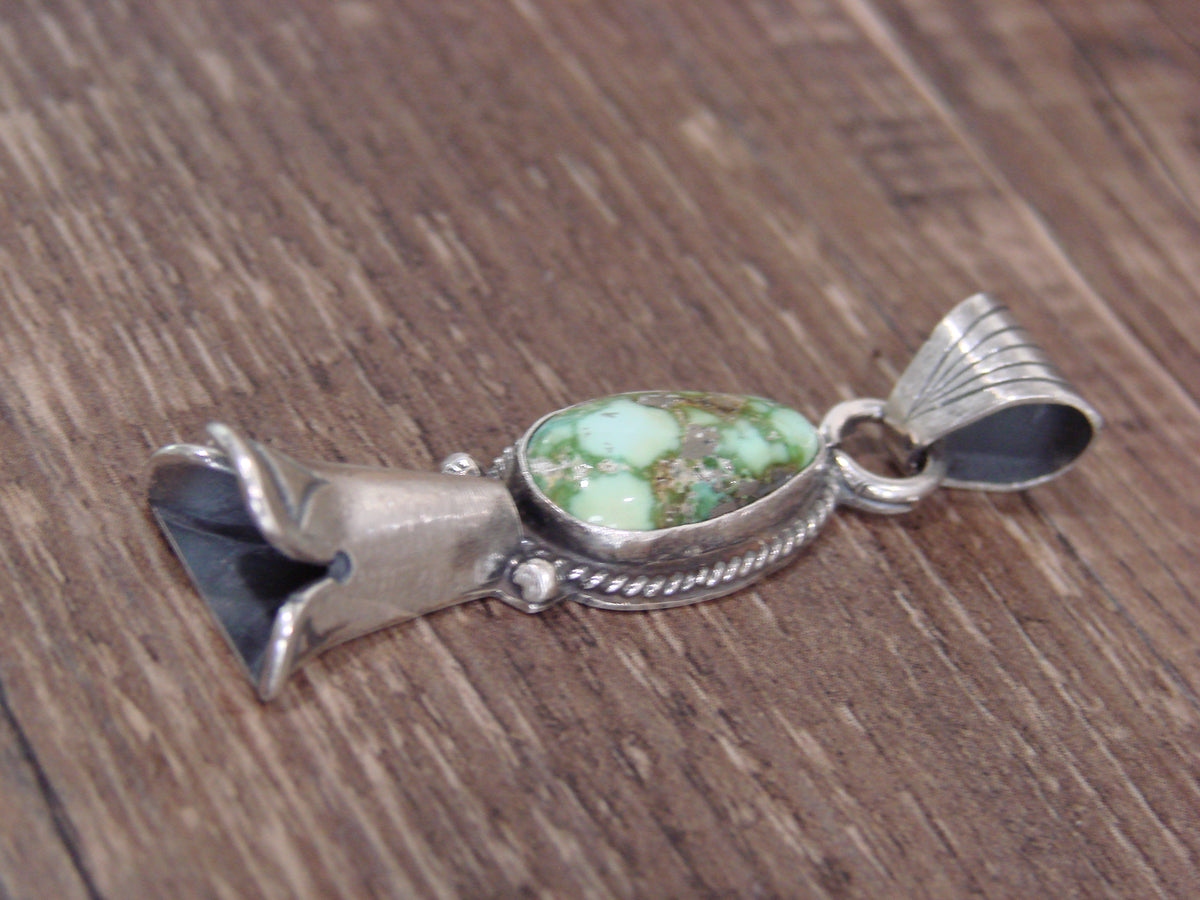 Native American Sterling Silver & Turquoise Squash Blossom Pendant by Betone