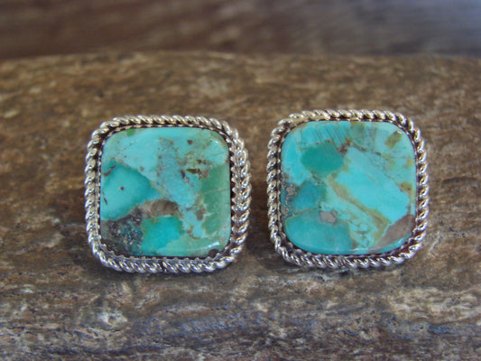 Native American Sterling Silver & Turquoise Post Earrings - Larry