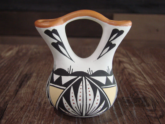 Small Native American Hand Painted Fine Line Wedding Vase by Cyaz