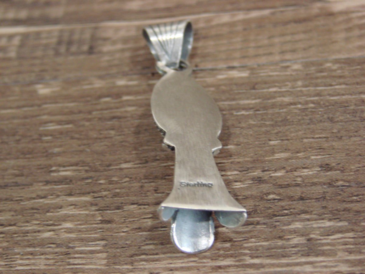 Native American Sterling Silver & Turquoise Squash Blossom Pendant by Betone