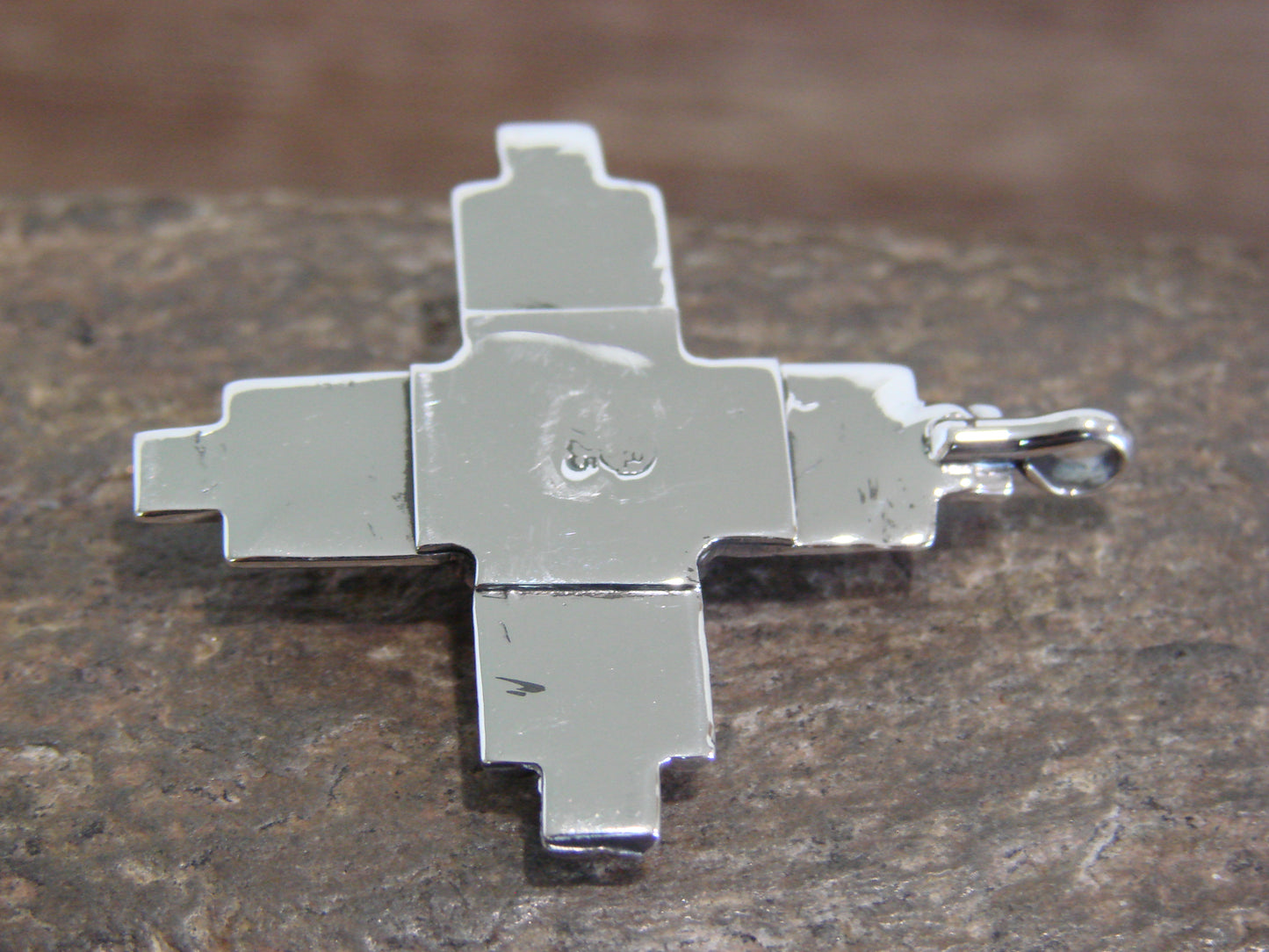 Native American Sterling Silver & Gaspeite Zia Symbol Pendant - Yazzie
