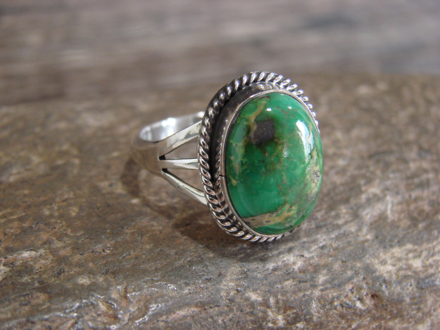 Native American Sterling Silver & Sonoran Turquoise Ring by Saunders - Size 9