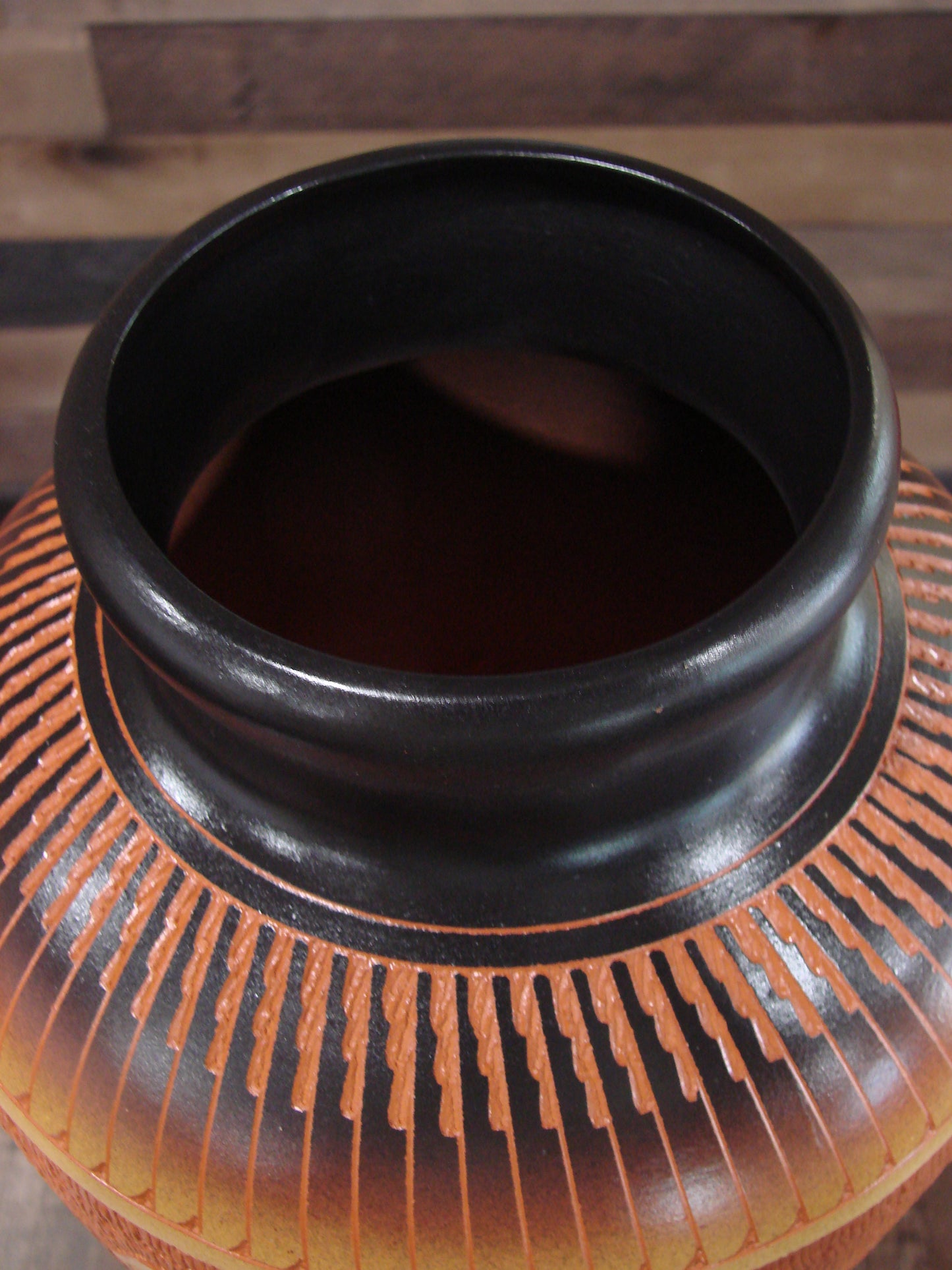 Large Native American Hand Etched Hummingbird Pottery by Aragon