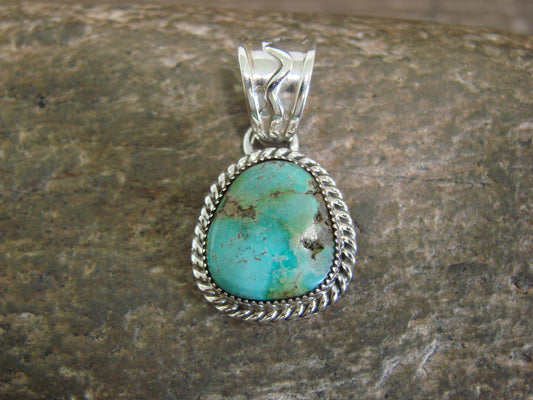 Native American Sterling Silver & Sonoran Turquoise Pendant Signed Begay
