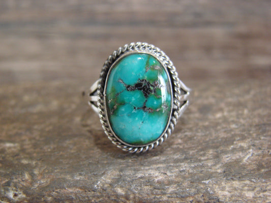 Native American Sterling Silver & Sonoran Turquoise Ring by Saunders - Size 9
