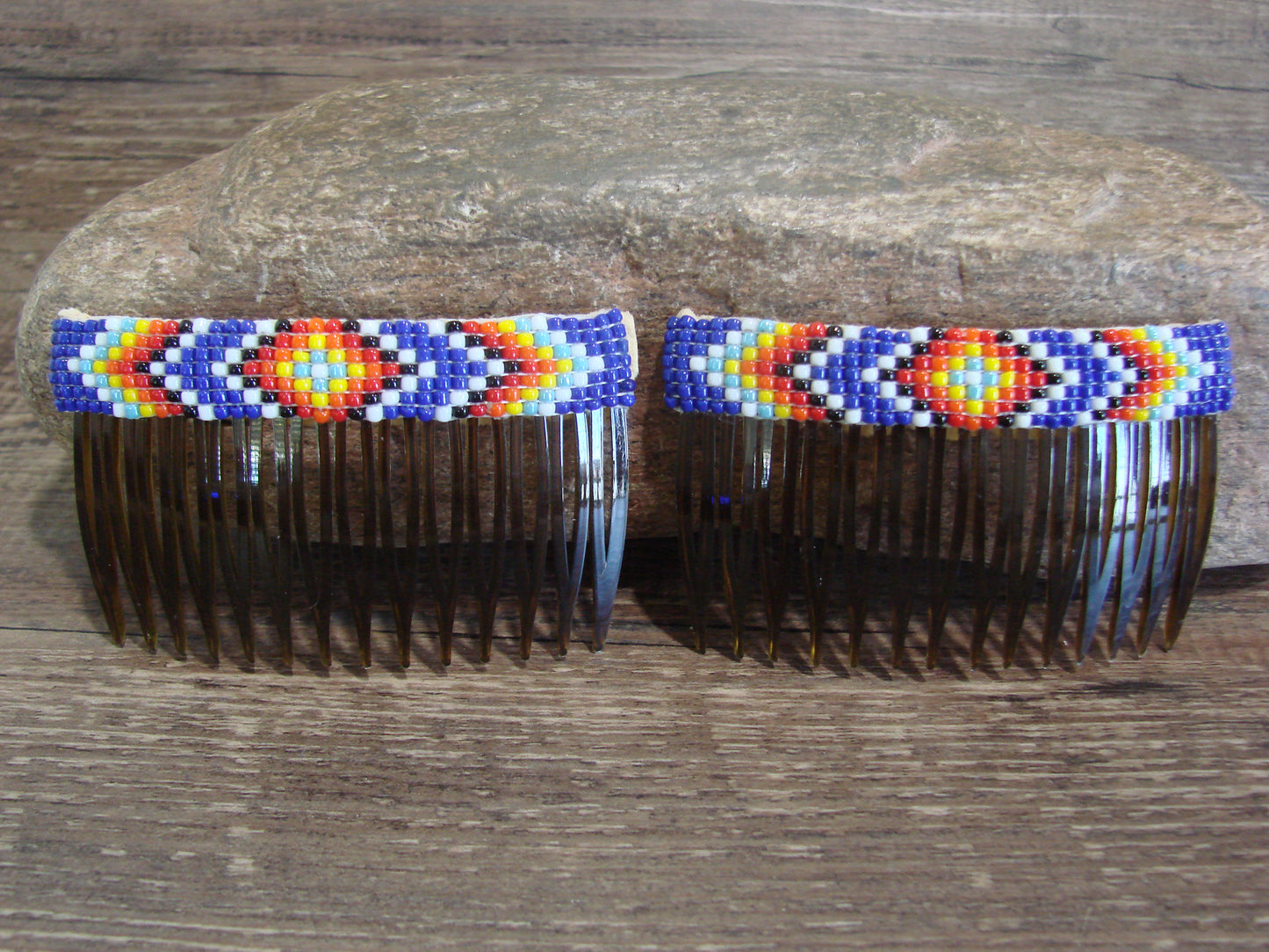 Native American Hand Beaded Hair Comb Set by Cleveland