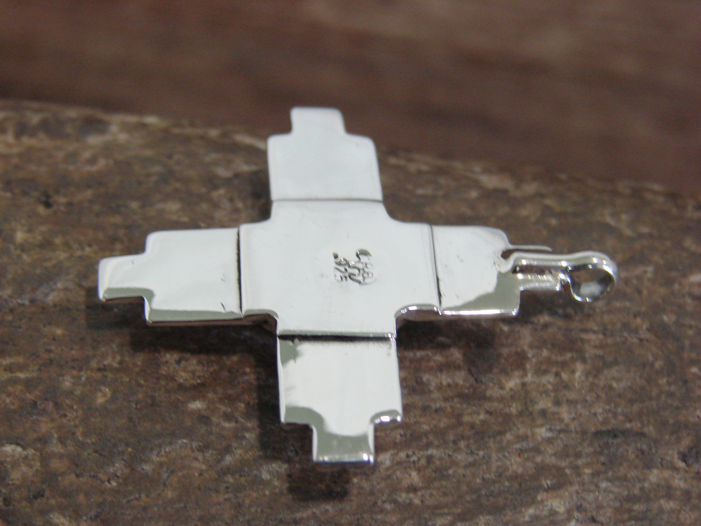 Native American Sterling Silver & Gaspeite Zia Symbol Pendant - Yazzie