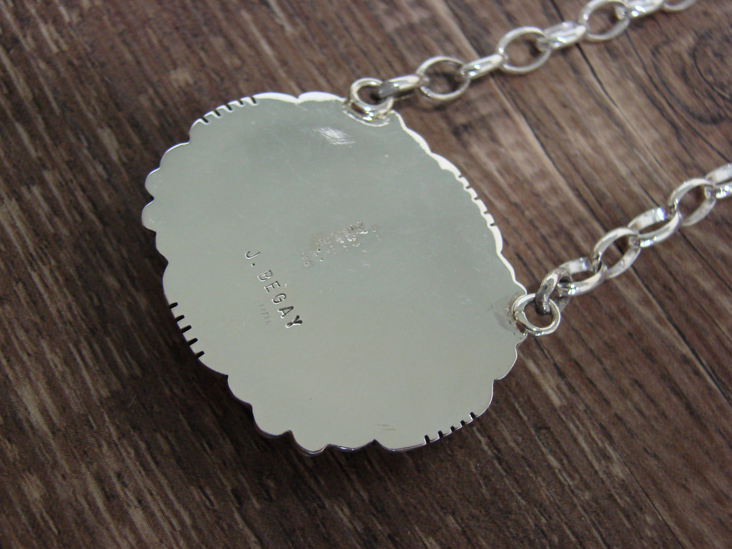 Native American 19" Sterling Silver & Moroccan Ammonite Link Necklace by Begay