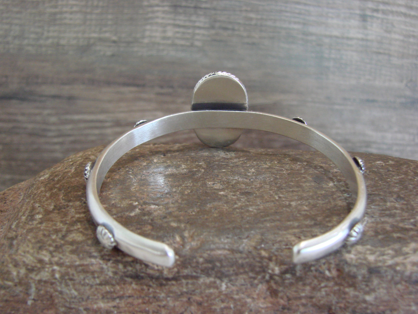 Native American Sterling Silver & Sonoran Turquoise Bracelet Signed SY