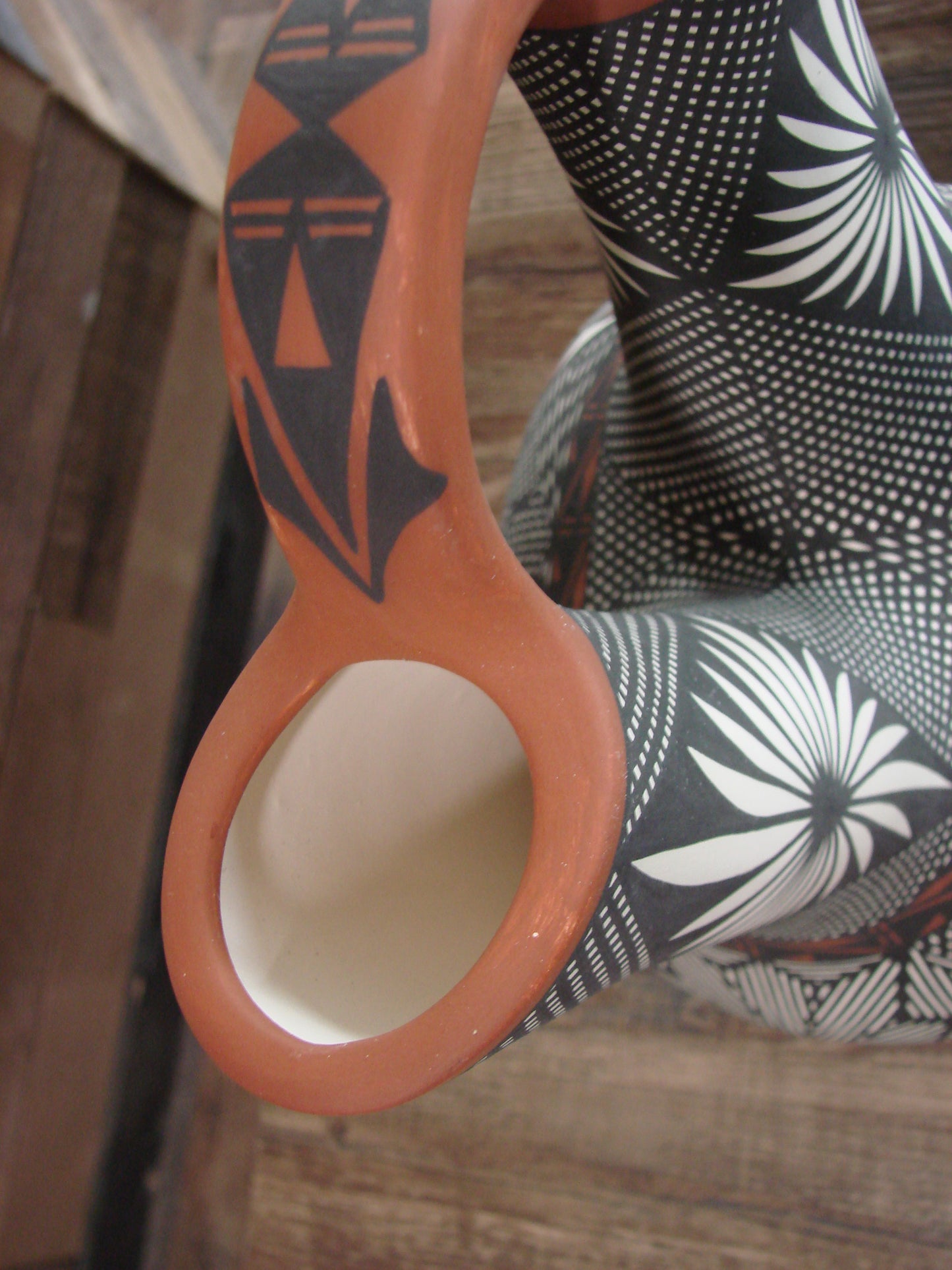 Native American Acoma Pueblo Fine Line Hand Painted Wedding Vase by Vallo