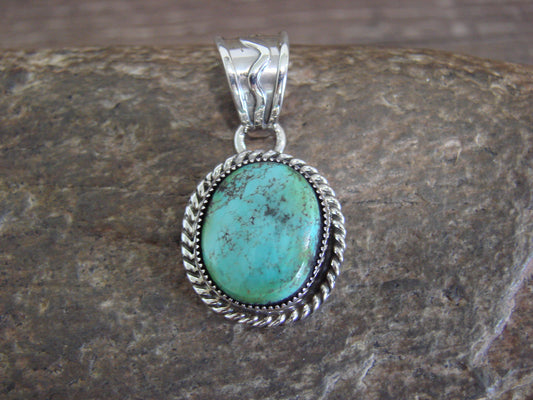 Native American Sterling Silver & Sonoran Turquoise Pendant Signed Begay