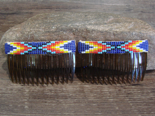 Native American Hand Beaded Hair Comb Set by Cleveland