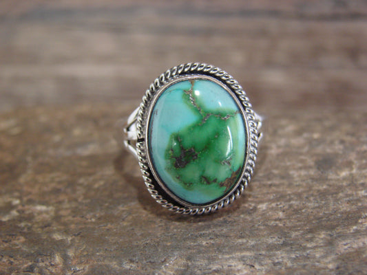 Native American Sterling Silver & Sonoran Turquoise Ring by Saunders - Size 9