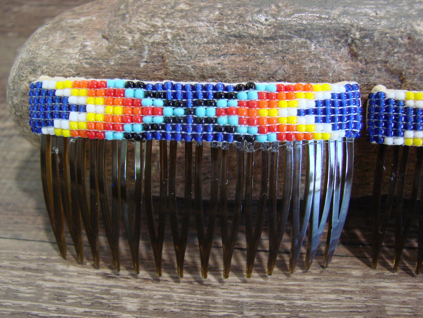 Native American Hand Beaded Hair Comb Set by Cleveland