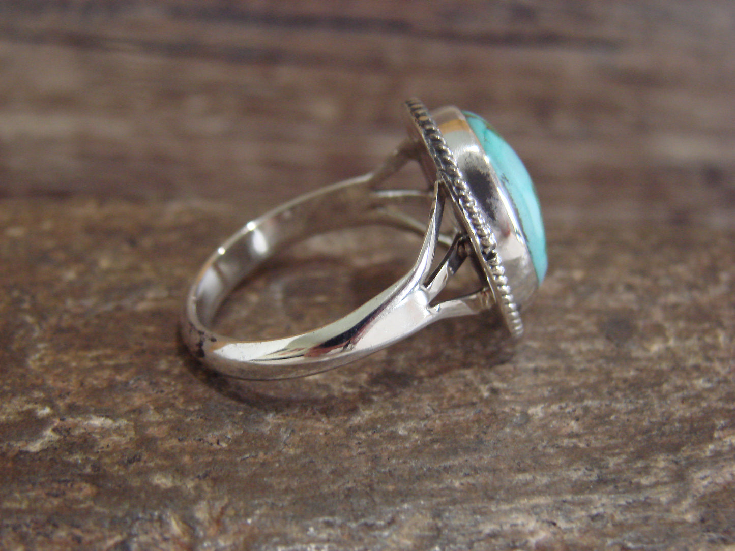 Native American Sterling Silver & Sonoran Turquoise Ring by Saunders - Size 9