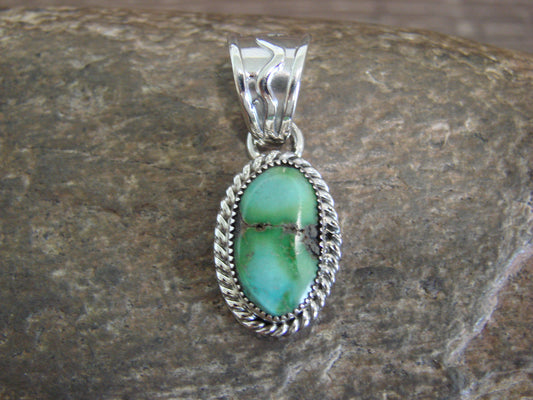 Native American Sterling Silver & Sonoran Turquoise Pendant Signed Begay