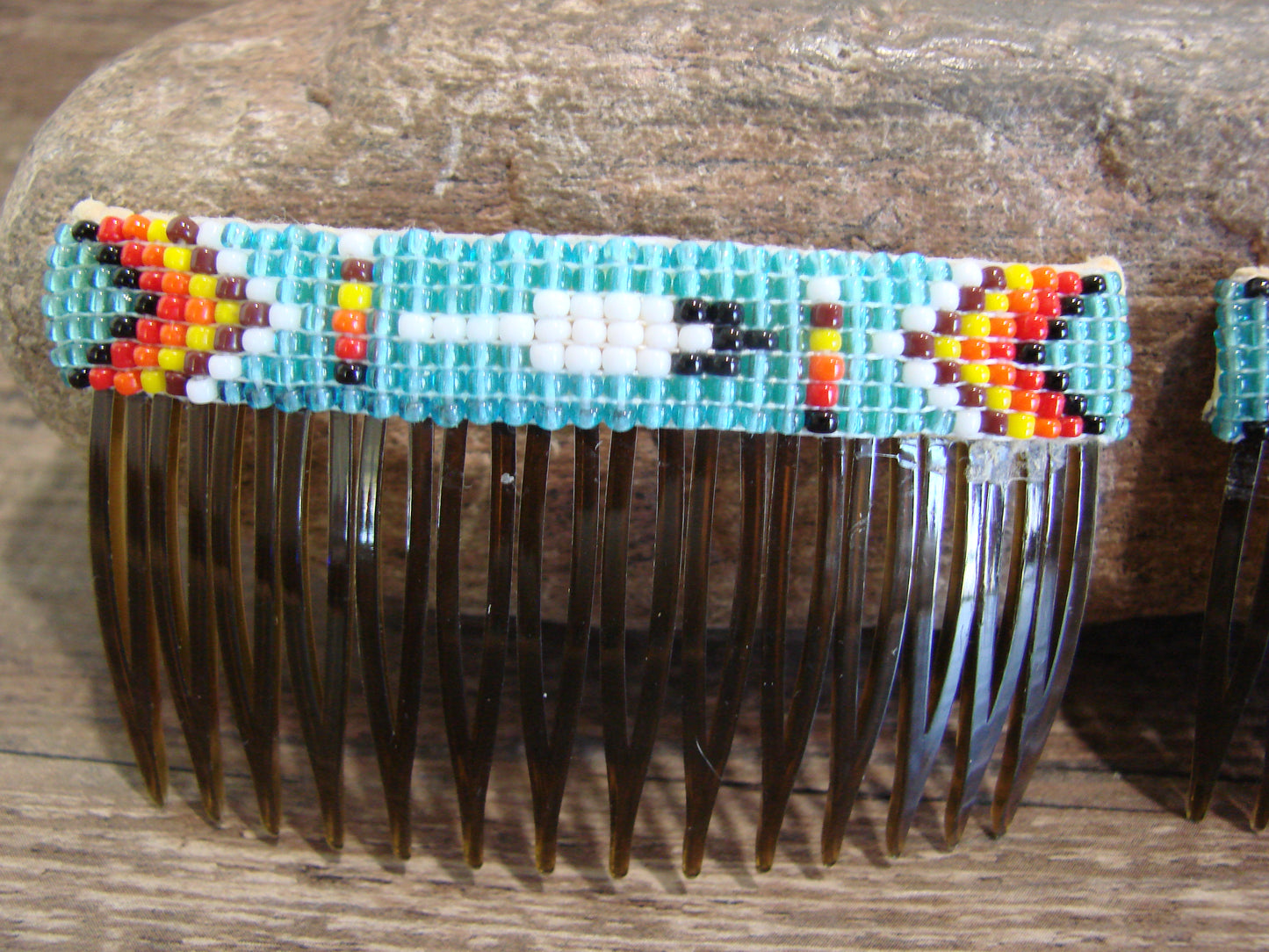 Native American Hand Beaded Hair Comb Set by Cleveland
