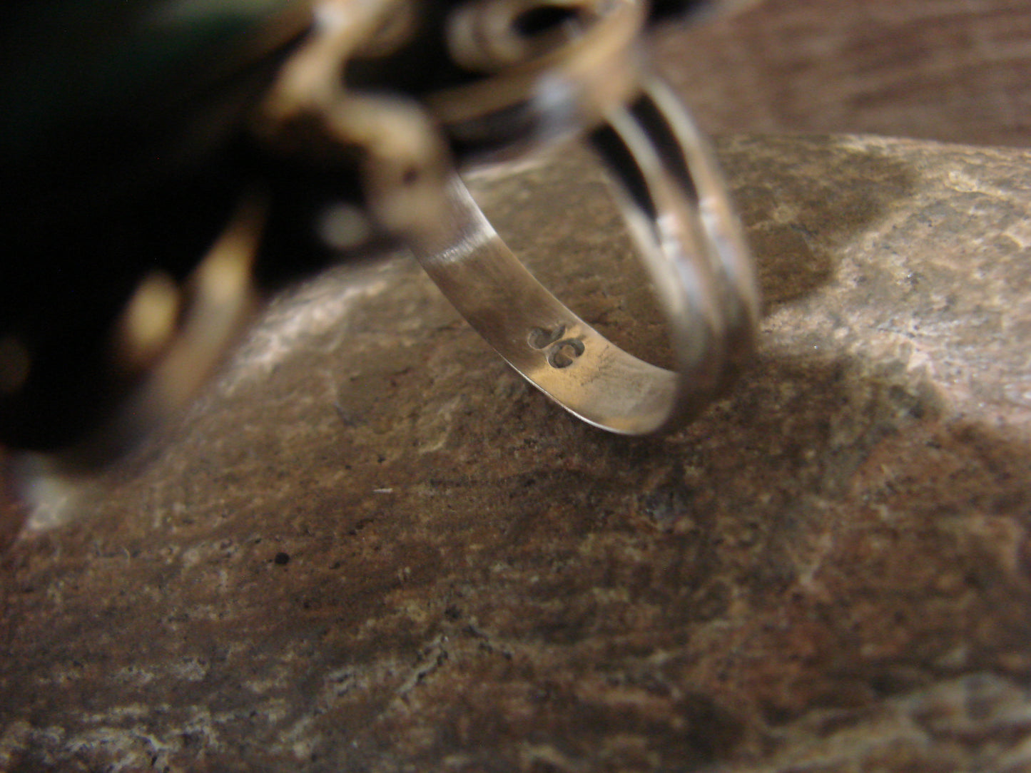 Native American Nickel Silver & Turquoise Adjustable Ring by Cleveland - Size 8 - 10