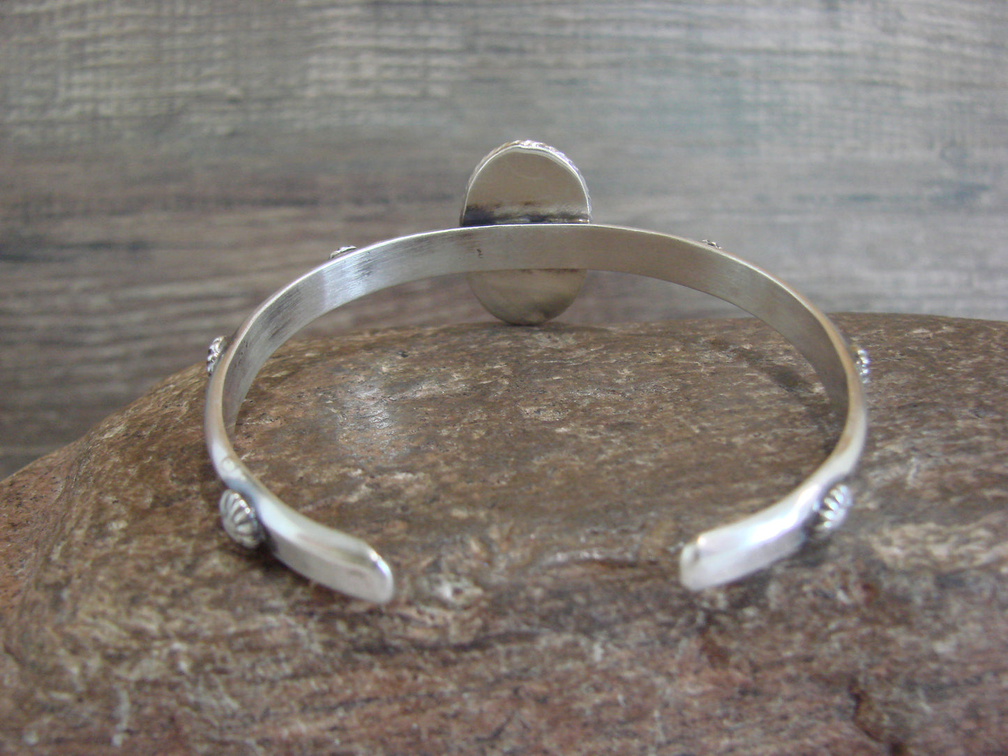 Native American Sterling Silver & Sonoran Turquoise Bracelet Signed SY