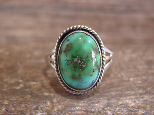Native American Sterling Silver & Sonoran Turquoise Ring by Saunders - Size 9