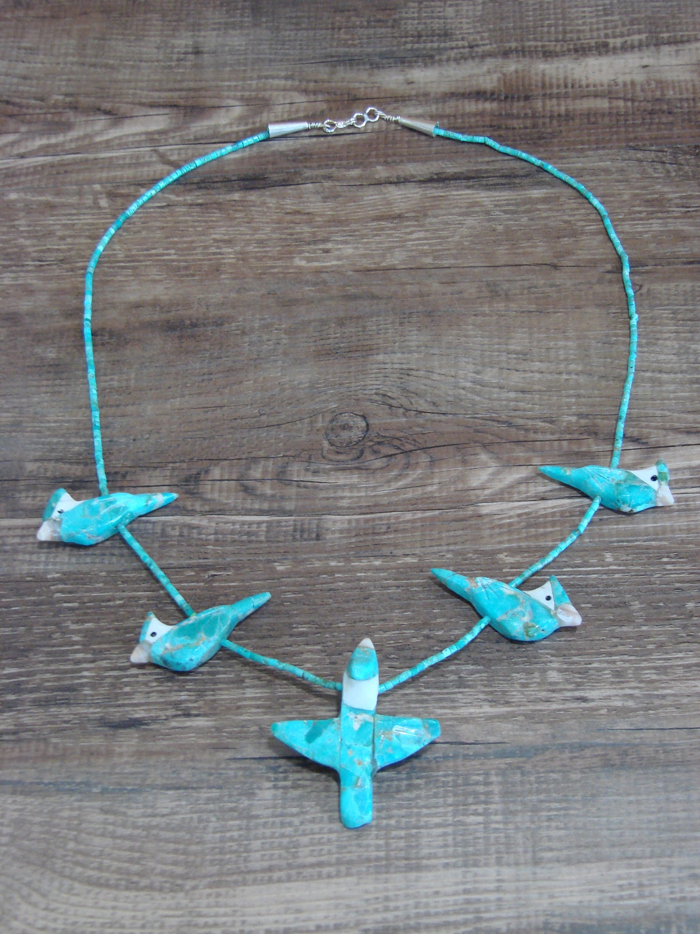 Hand Carved Turquoise Blue Jay Fetish Necklace - Matt Mitchell