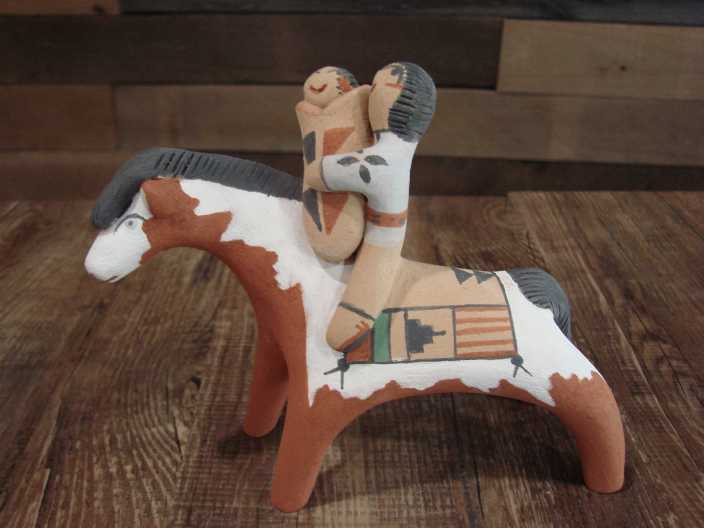 Native American Jemez Clay Hand Sculpted Horse Pottery Signed Fragua