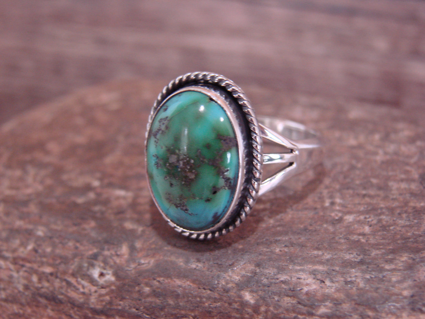 Native American Sterling Silver & Sonoran Turquoise Ring by Saunders - Size 9