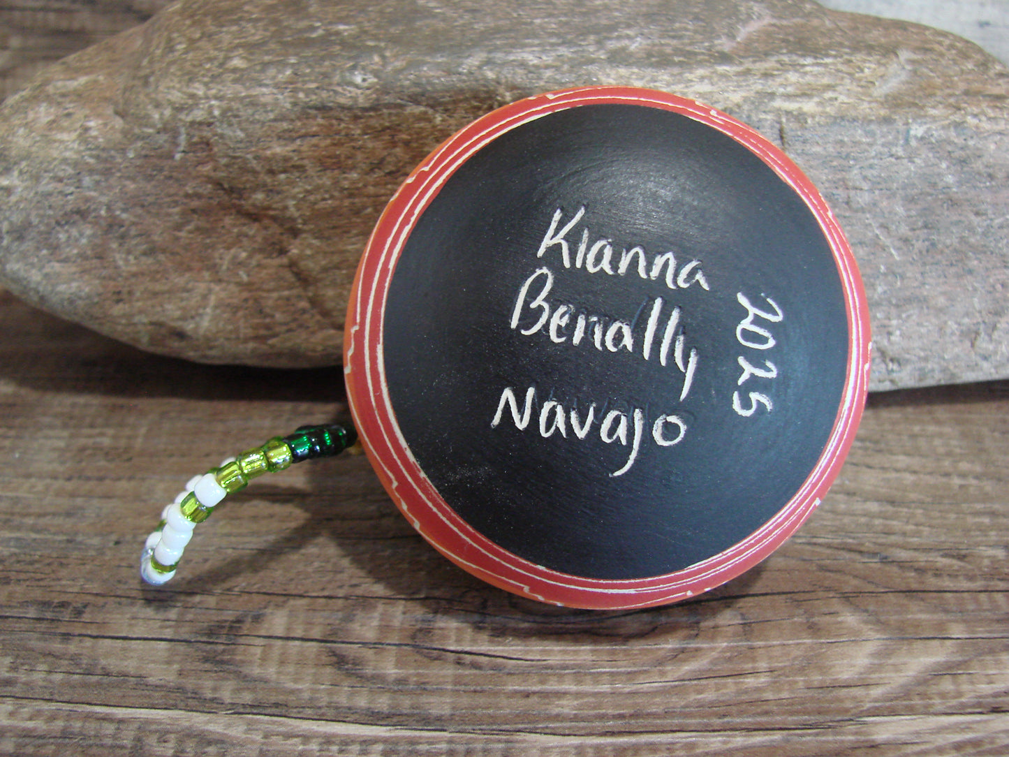 Native American Hand Etched Beaded Dream Catcher Ornament - Benally