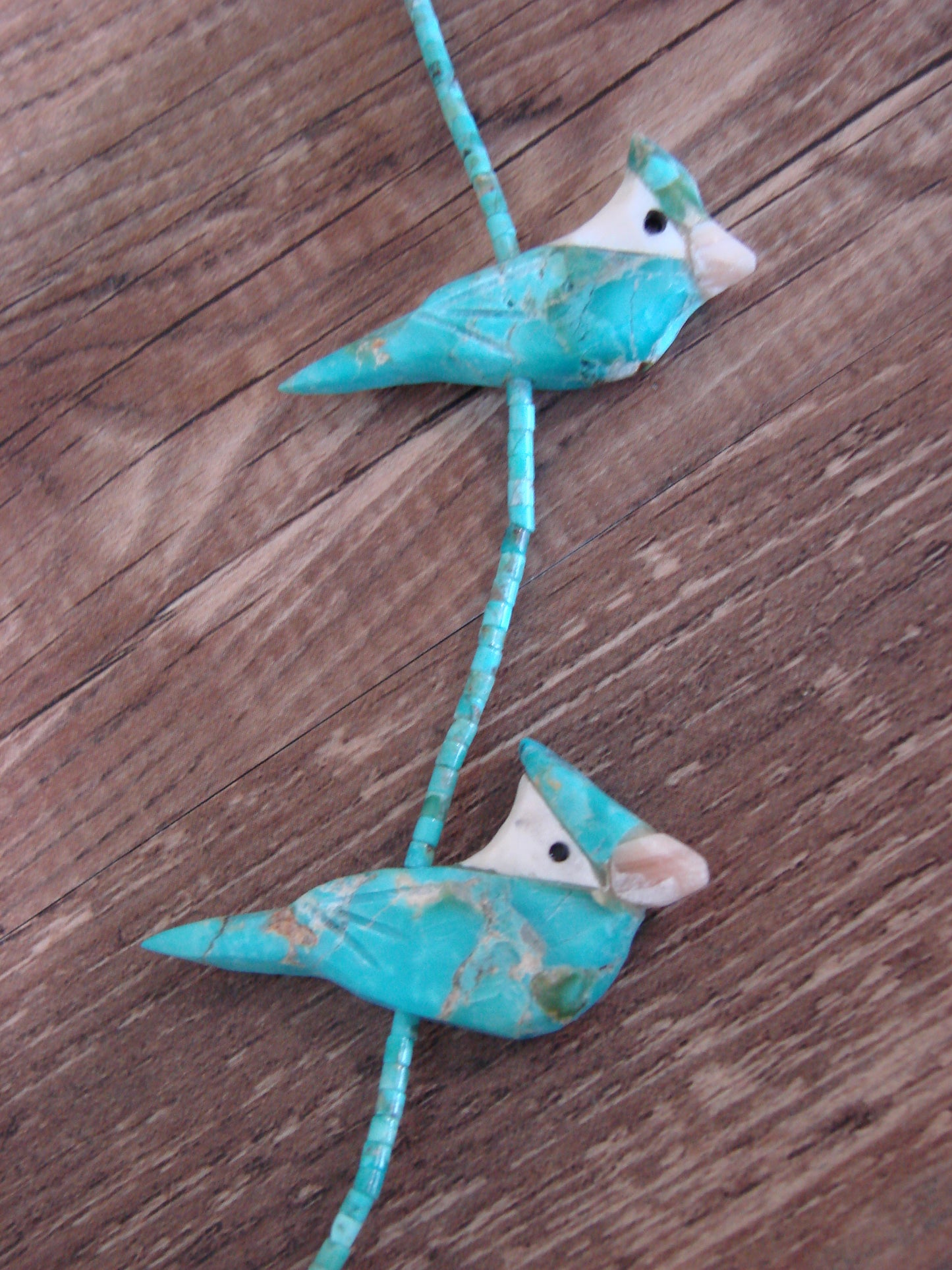Hand Carved Turquoise Blue Jay Fetish Necklace - Matt Mitchell