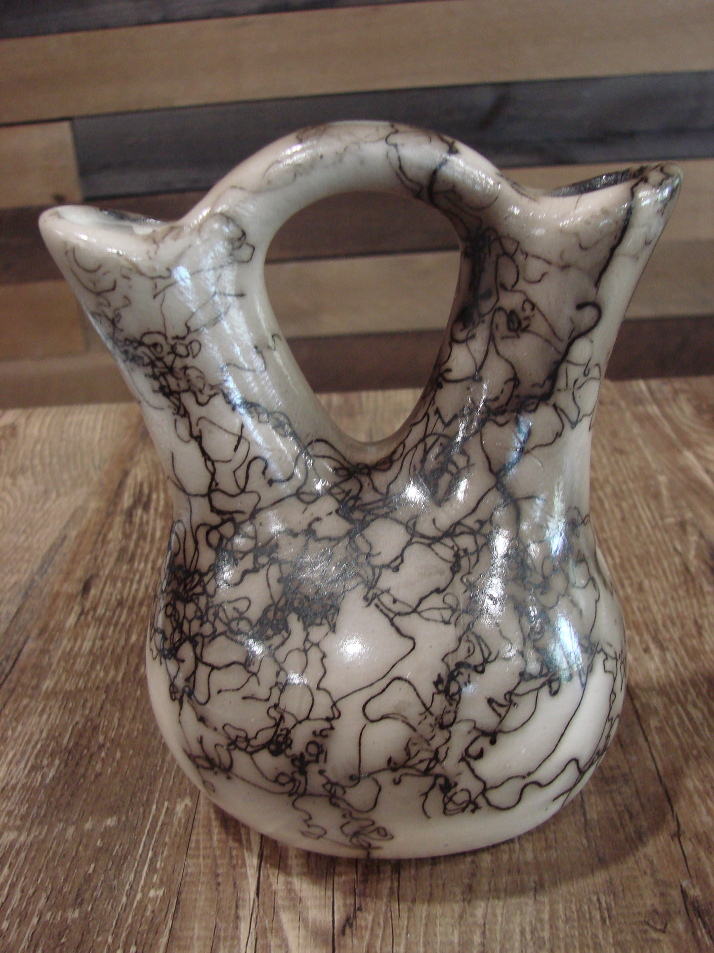 Small Native American Horse Hair Wedding Vase Pottery by Vail