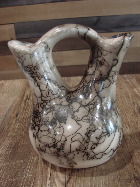 Small Native American Horse Hair Wedding Vase Pottery by Vail