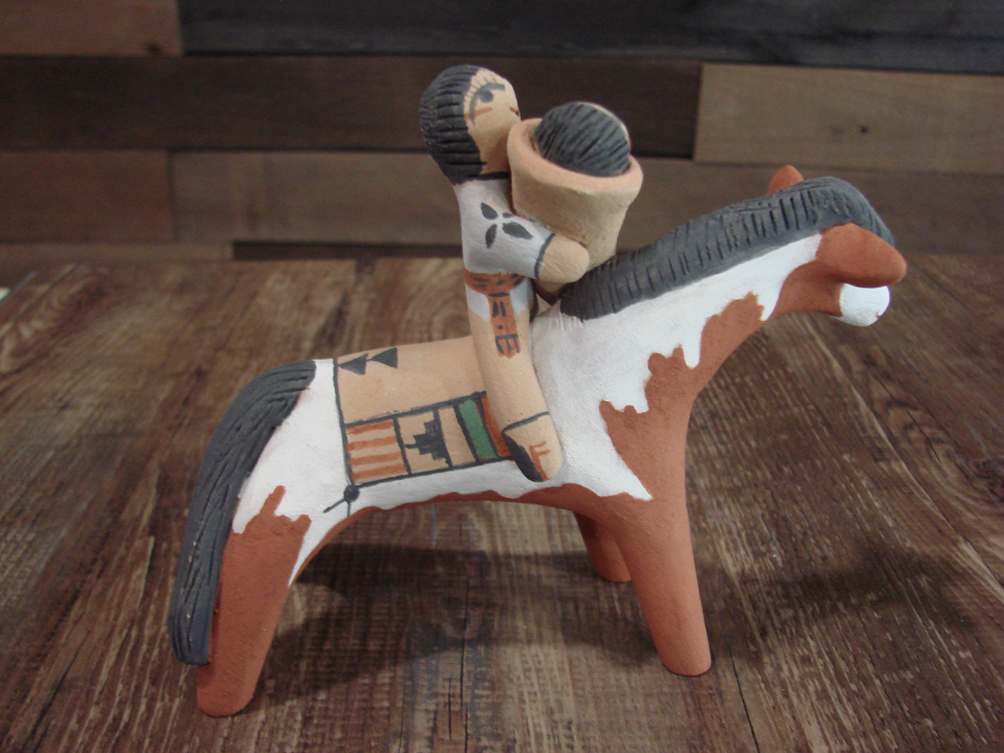 Native American Jemez Clay Hand Sculpted Horse Pottery Signed Fragua