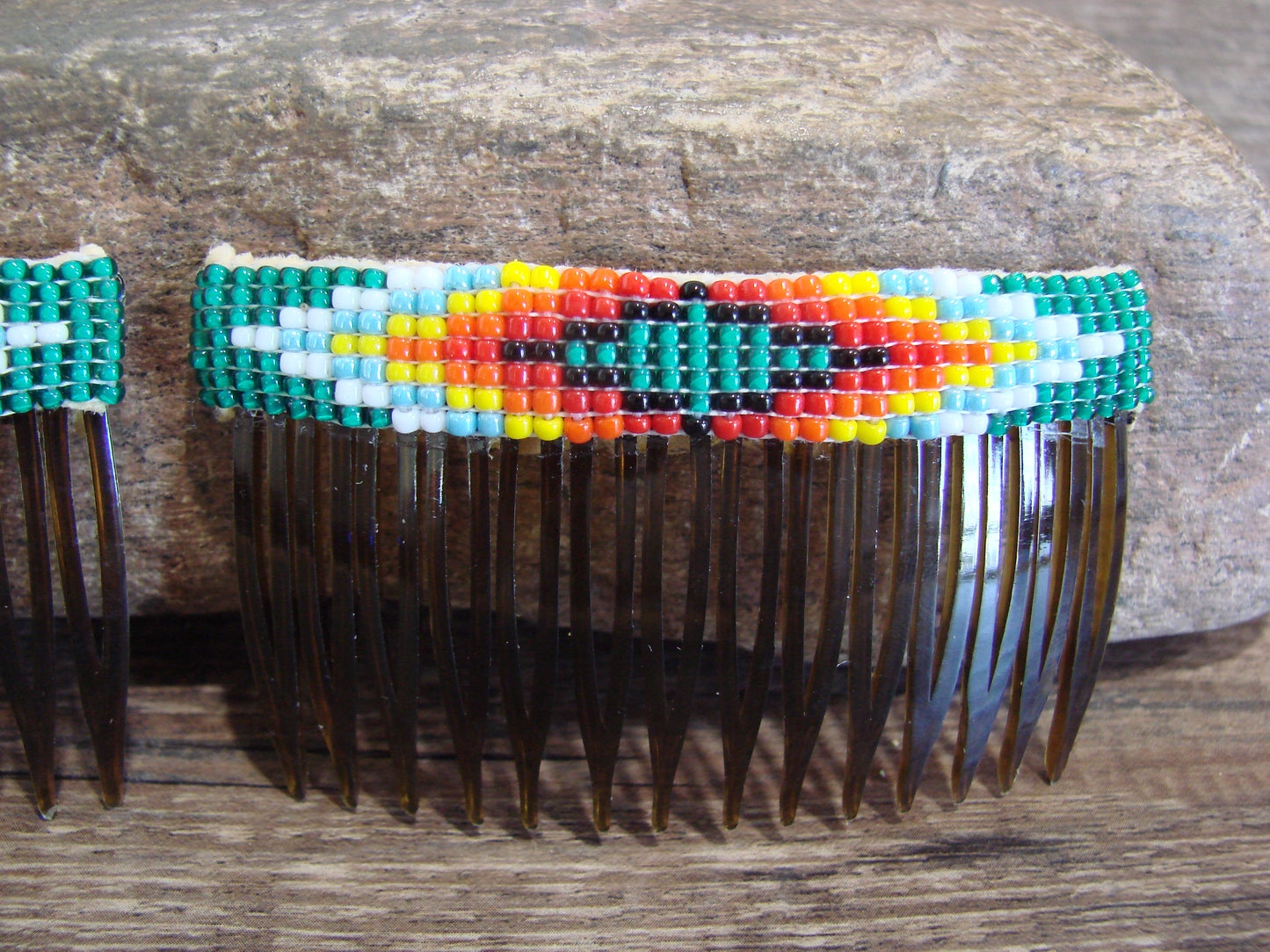 Native American Hand Beaded Hair Comb Set by Cleveland