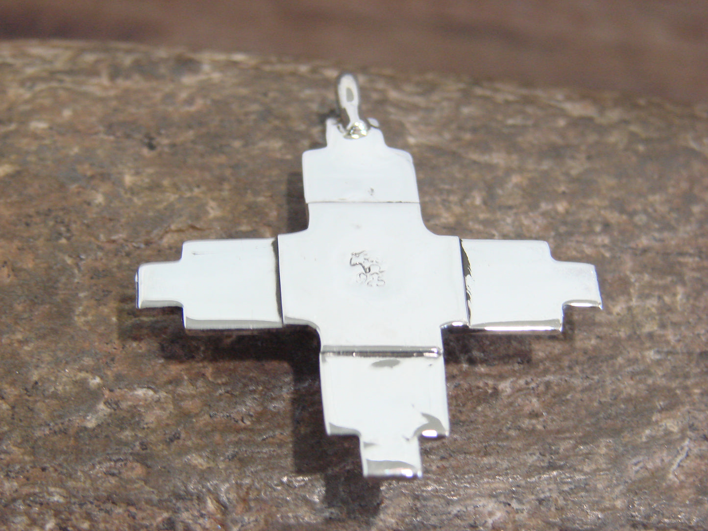 Native American Sterling Silver & Gaspeite Zia Symbol Pendant - Yazzie