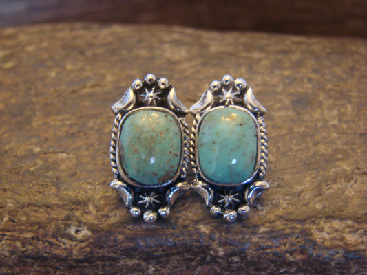 Native American Sterling Silver Sonoran Turquoise Post Earrings by McCarthy