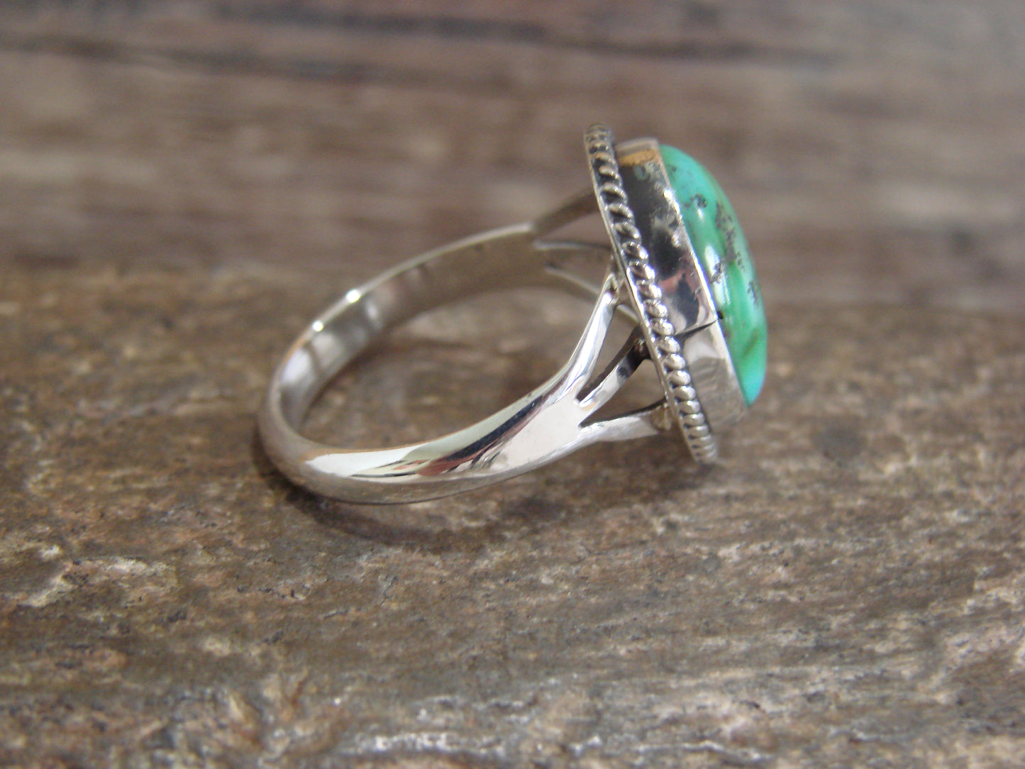 Native American Sterling Silver & Sonoran Turquoise Ring by Saunders - Size 9