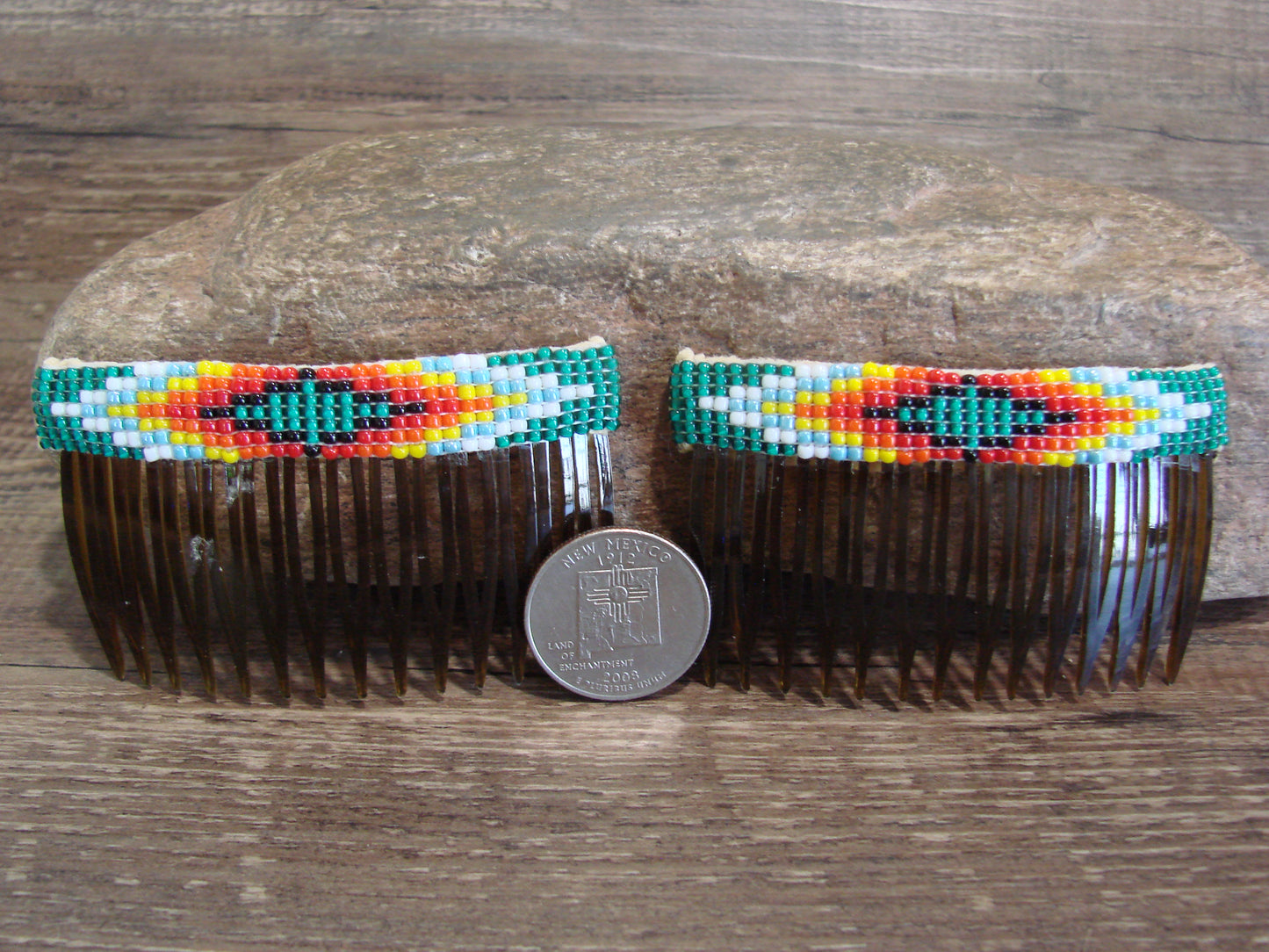 Native American Hand Beaded Hair Comb Set by Cleveland