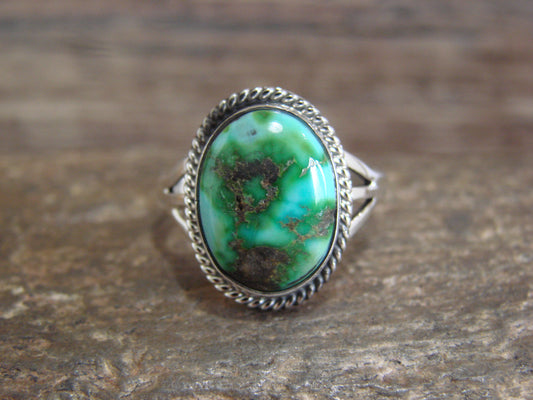 Native American Sterling Silver & Sonoran Turquoise Ring by Saunders - Size 9