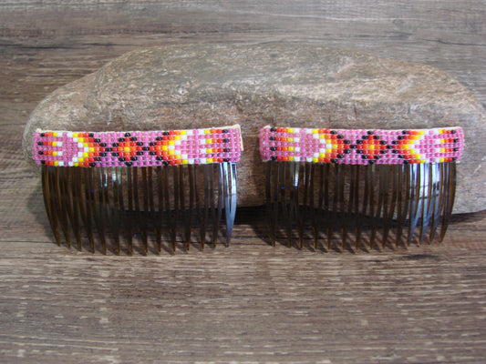 Native American Hand Beaded Hair Comb Set by Cleveland