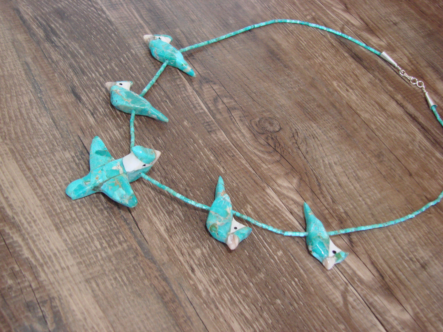 Hand Carved Turquoise Blue Jay Fetish Necklace - Matt Mitchell
