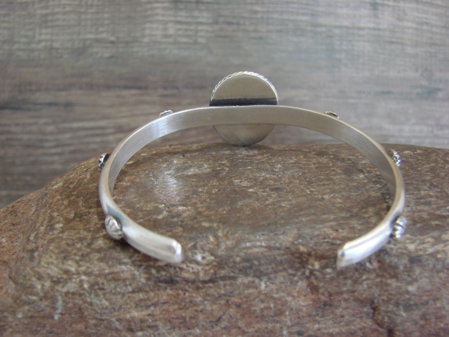 Native American Sterling Silver & Sonoran Turquoise Bracelet Signed SY