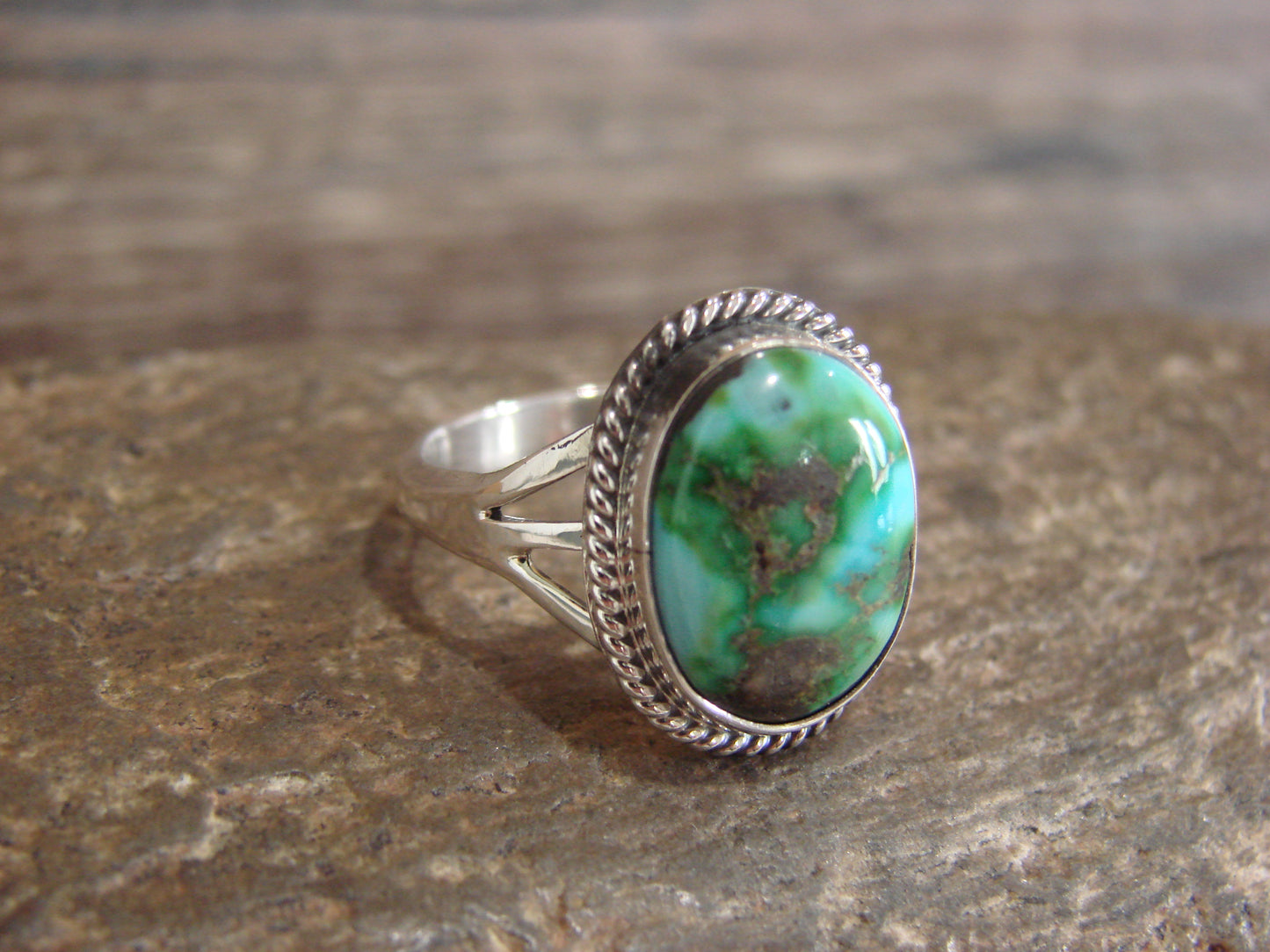Native American Sterling Silver & Sonoran Turquoise Ring by Saunders - Size 9